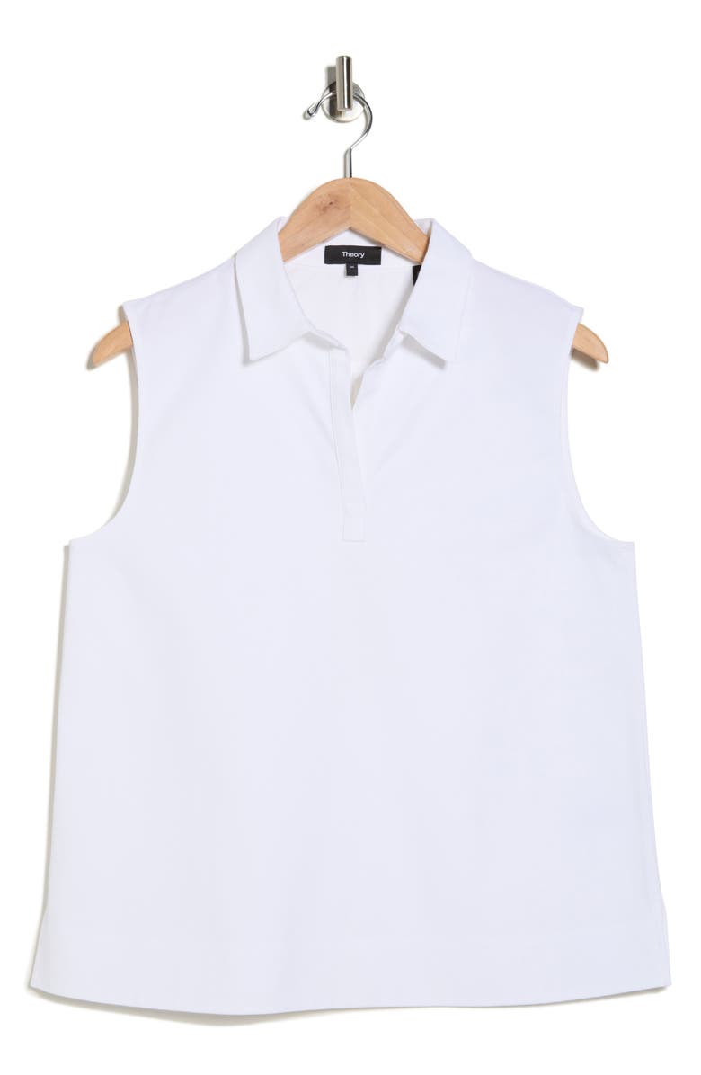 Theory Stretch Cotton Sleeveless Polo, Alternate, color, White