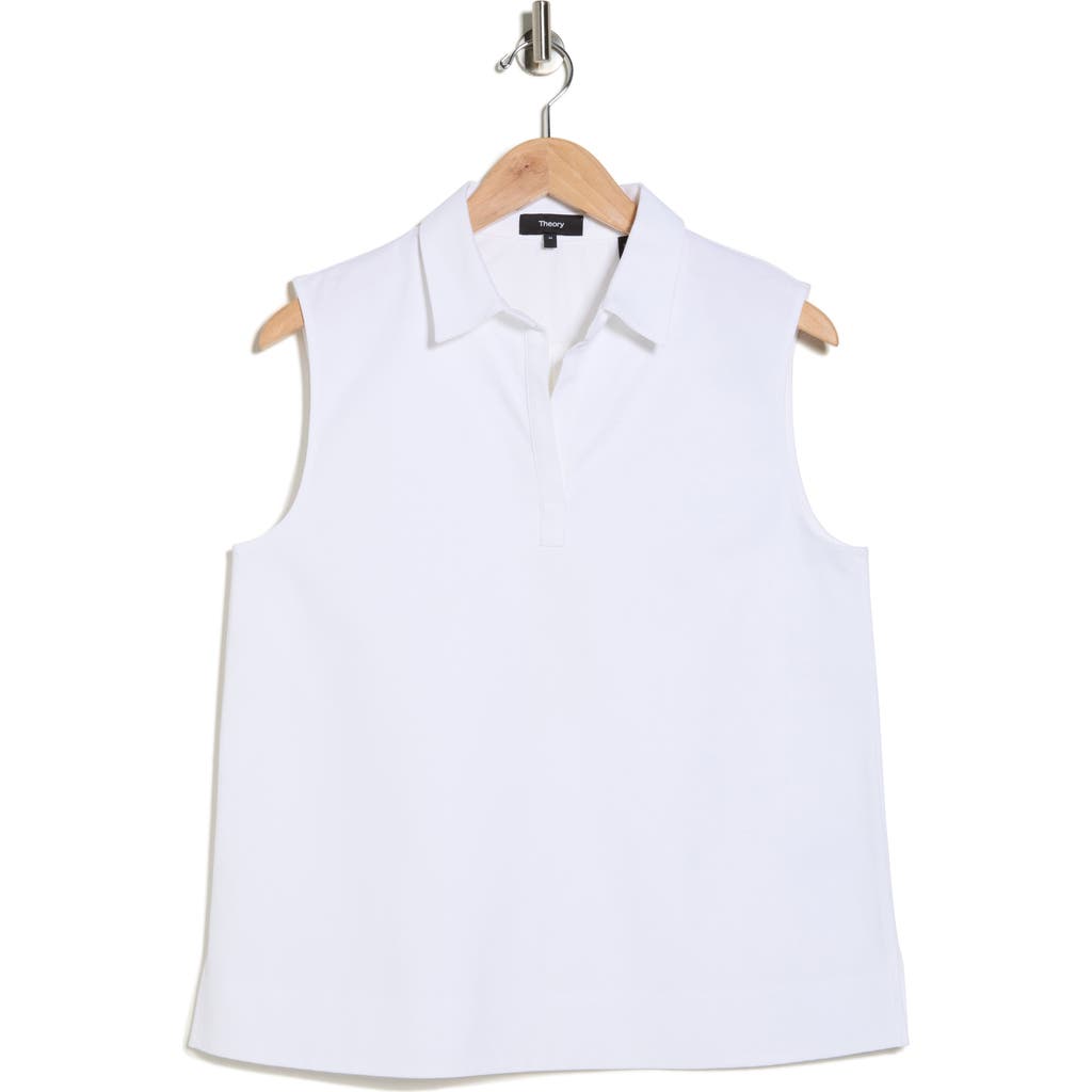 Theory Stretch Cotton Sleeveless Polo In White