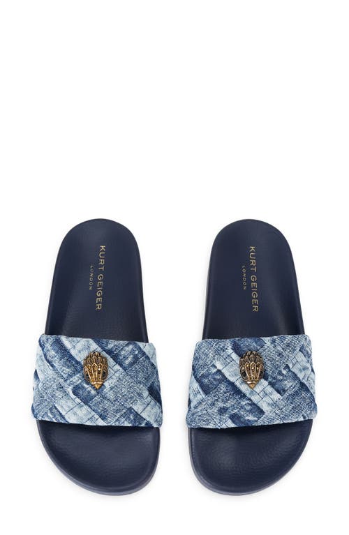 Kurt Geiger Denim Meena Eagle Slides In Navy
