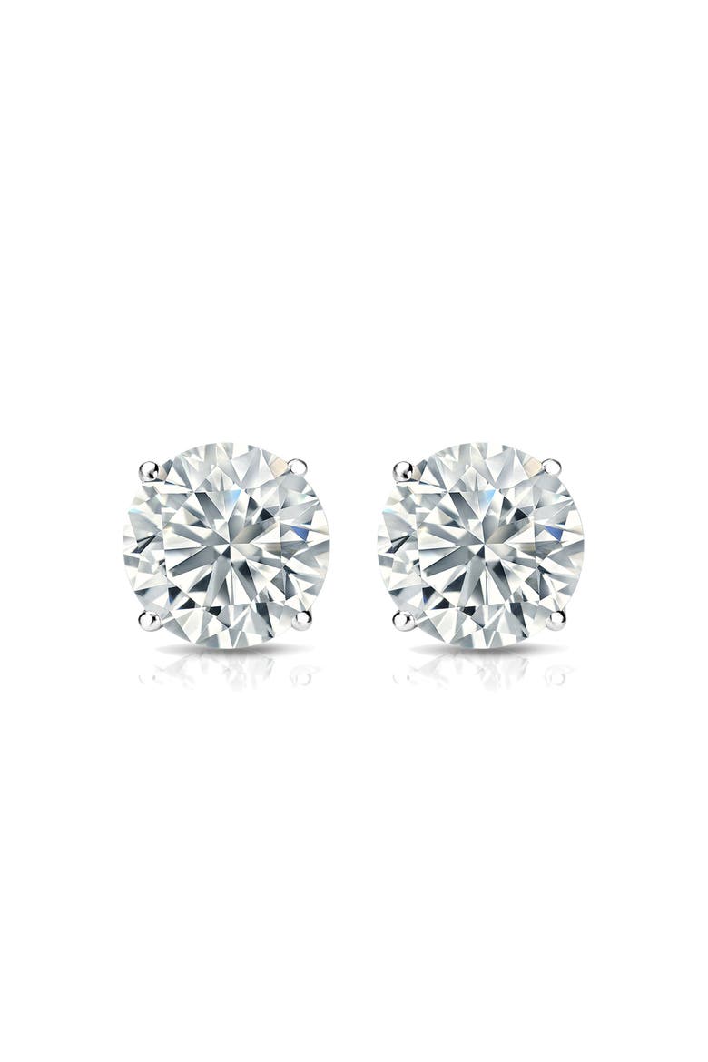14k White Gold Lab-Grown Round Diamond 4-Prong Stud Earrings, Alternate, color, 1/2 Carat White Gold