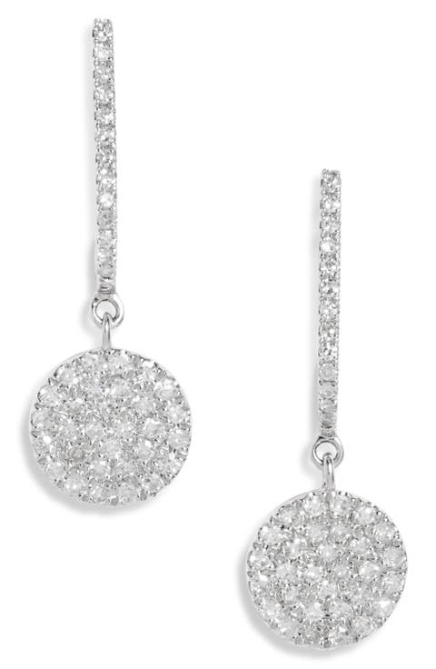 Diamond Pavè Disc Drop Earrings
