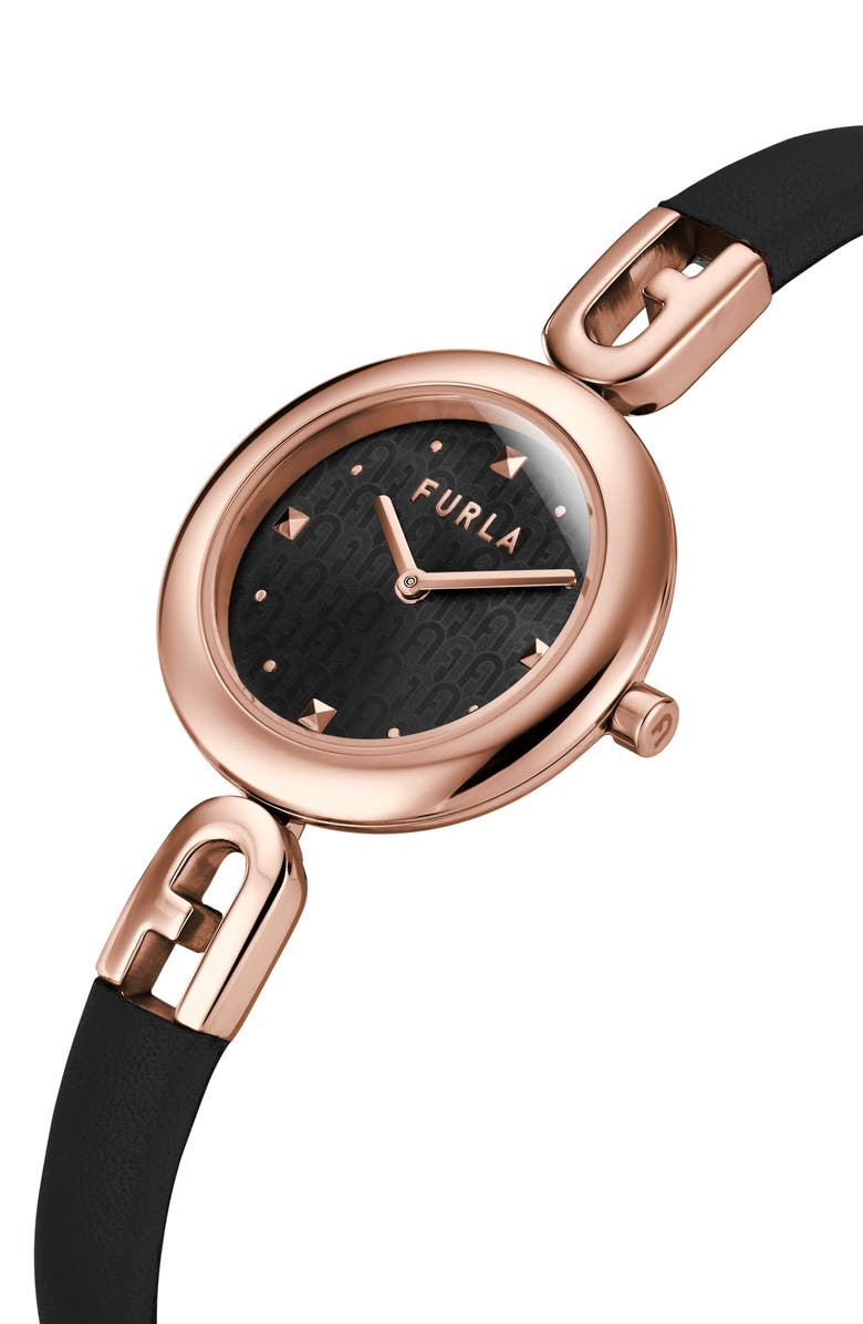 Furla Bangle Leather Strap Watch, 28mm, Alternate, color, 