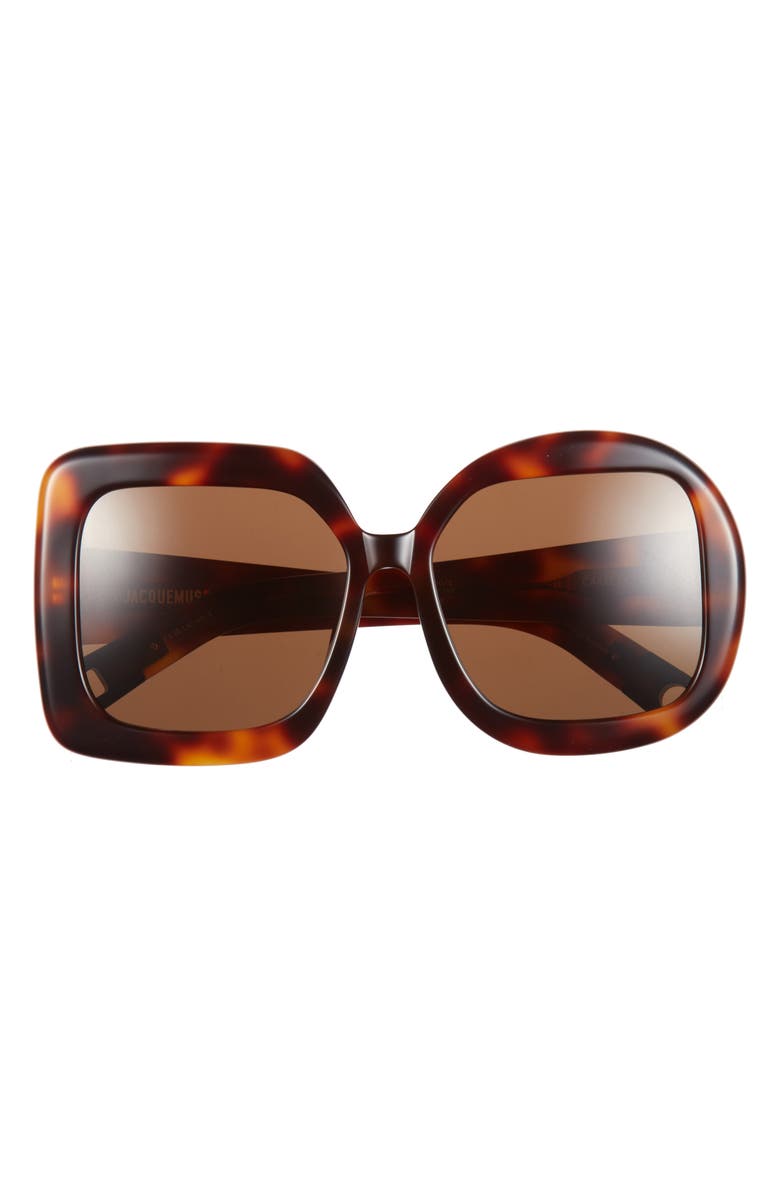 Jacquemus Carre Rond 56mm Square Sunglasses, Main, color, Tortoise/ Matte Black