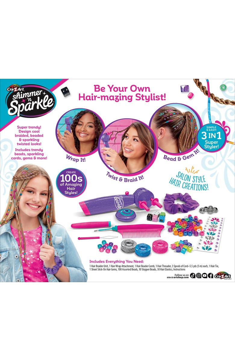 CRA-Z-ART Shimmer N Sparkle Braid Bead And Twist Deluxe Hair Designer, Alternate, color, Multicolored