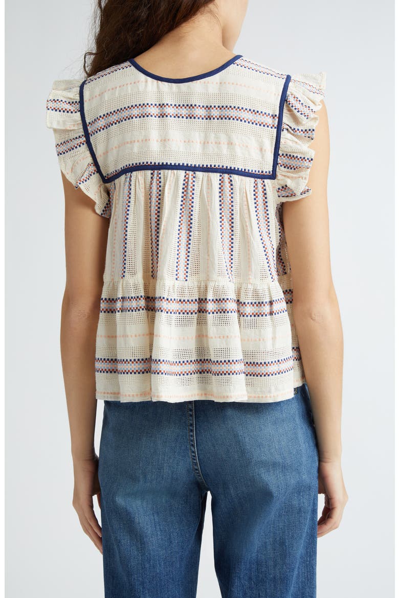 Chelsea Ruffle Cotton Blend Top, Alternate, color, OKEEFFE STRIPE