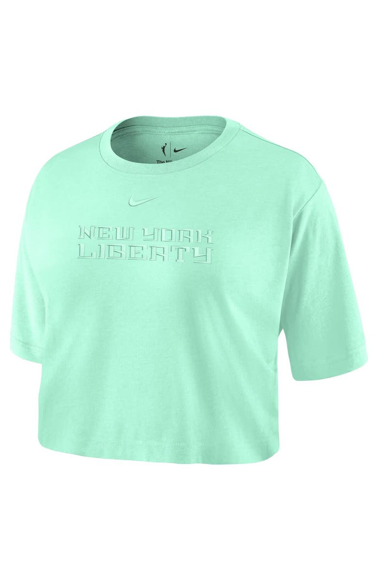 Nike Women's Nike  Mint New York Liberty Basketball Tonal Wordmark Cropped T-Shirt, Alternate, color, Mint
