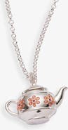 Alex and Ani Floral Teapot Locket Pendant Necklace