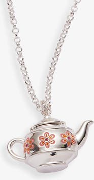 Alex and Ani Floral Teapot Locket Pendant Necklace