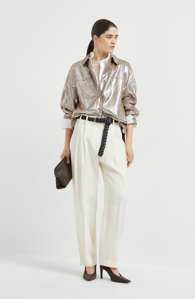 Brunello Cucinelli Sparkling jersey T-shirt, Alternate, color, Sand