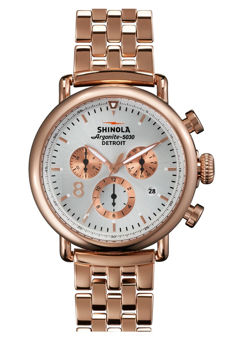 'The Runwell Contrast Chrono' Bracelet Watch, 41mm, Main, color, ROSE GOLD/ SILVER