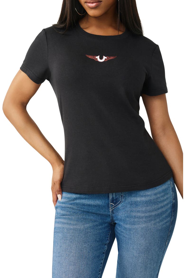 Wing Cotton Graphic T-Shirt, Main, color, JET BLACK