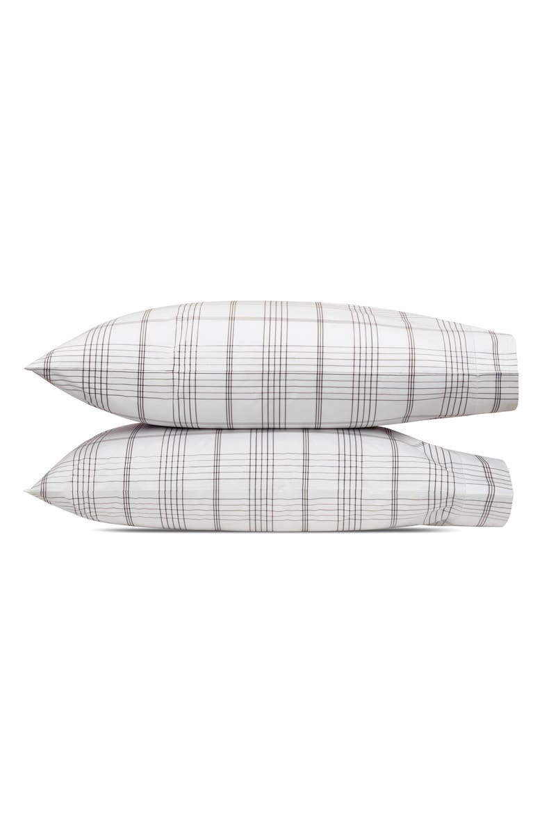 Matouk August Plaid Set of 2 Pillowcases, Main, color, Sable