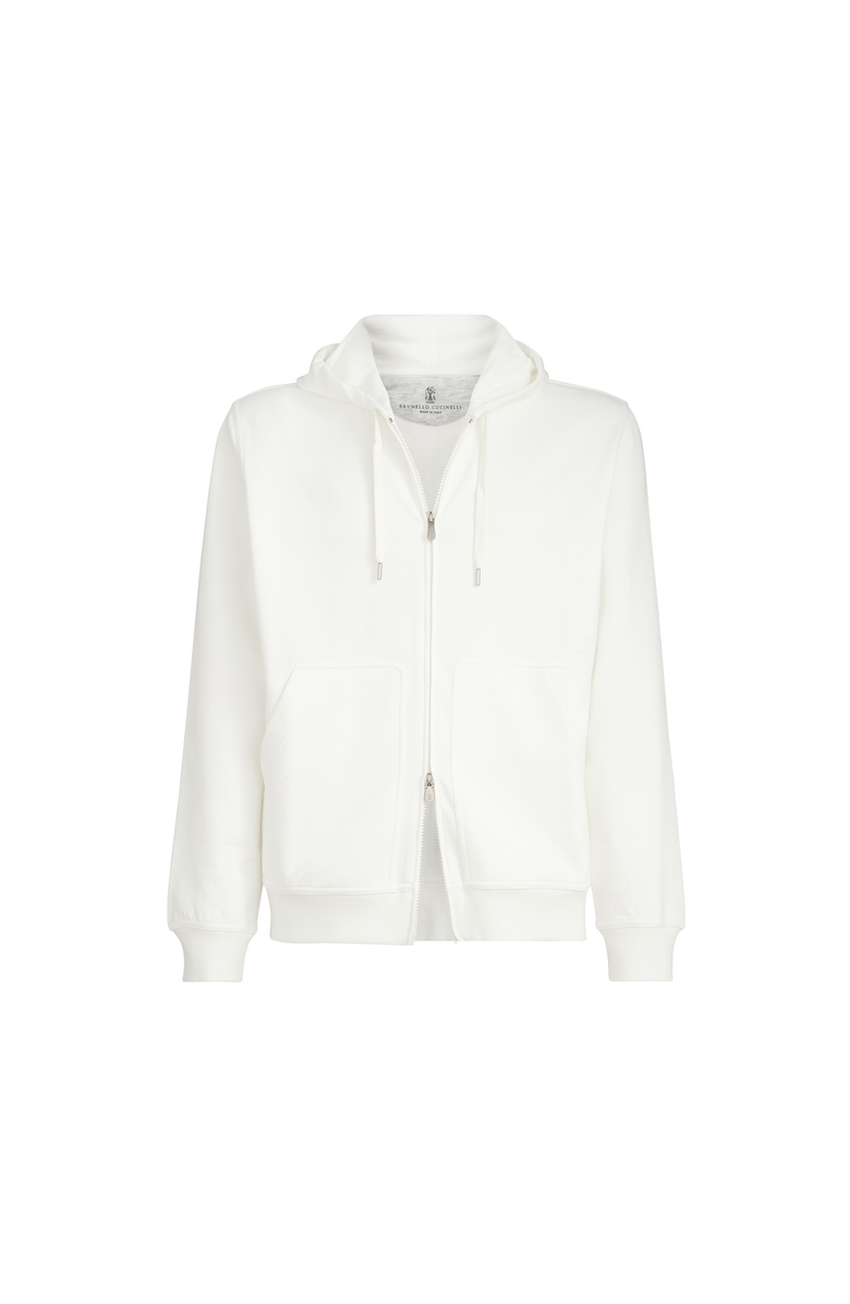 Brunello Cucinelli Hooded zip-up sweatshirt, Main, color, Off-White