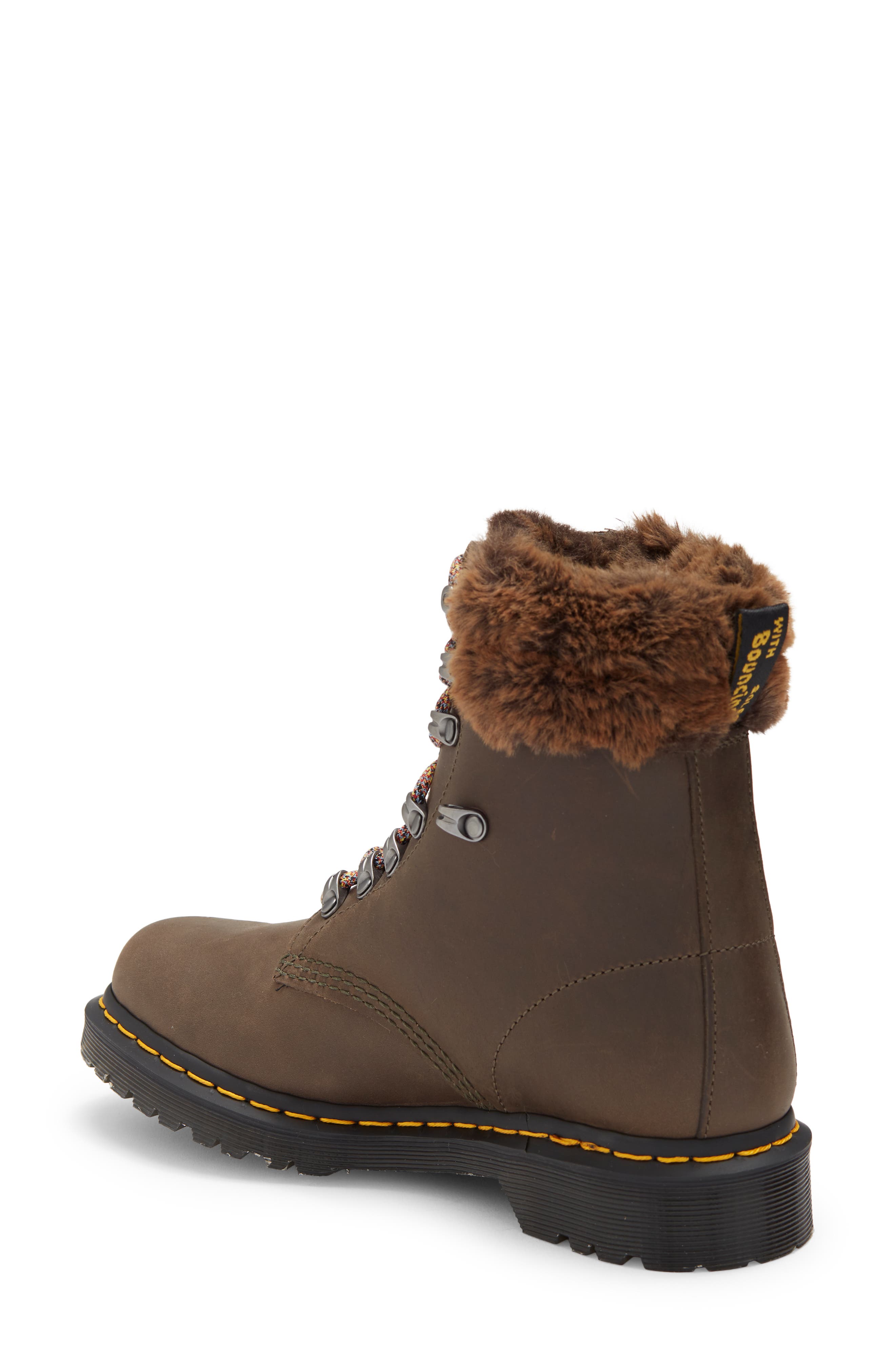 Dr. Martens 1460 Serena Faux Fur Trim Boot, Alternate, color, 