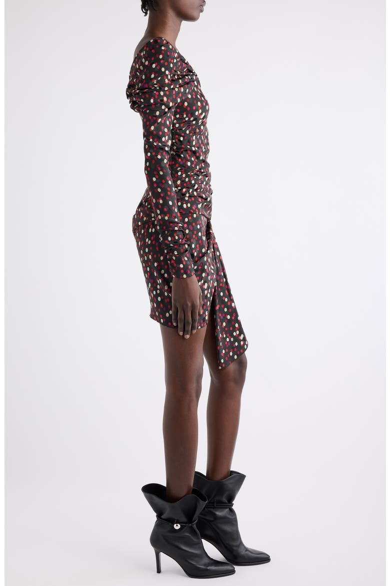 Elara Polka Dot Long Sleeve minidress, Alternate, color, BLACK/ RED