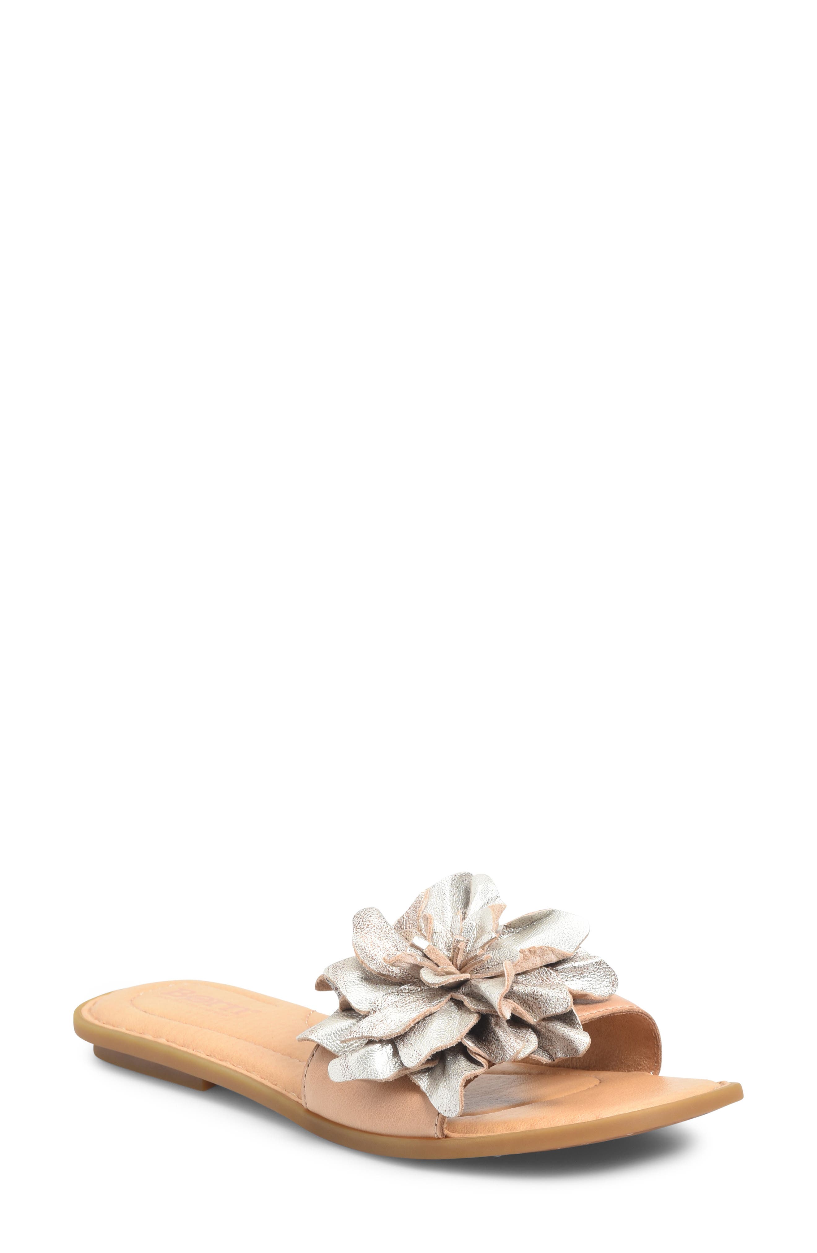 Børn Hibiscus Slide Sandal, Main, color, Light Gold Metallic Combo