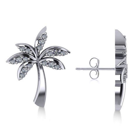 Diamond Palm Tree Summer Earrings 14k