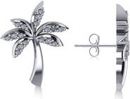 ALLUREZ Diamond Palm Tree Summer Earrings 14k