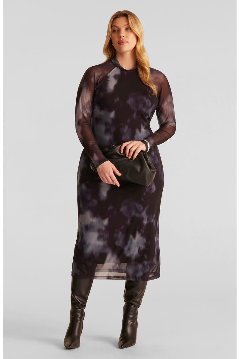 Cove Mock Neck Midi Dress, Alternate, color, MARINE