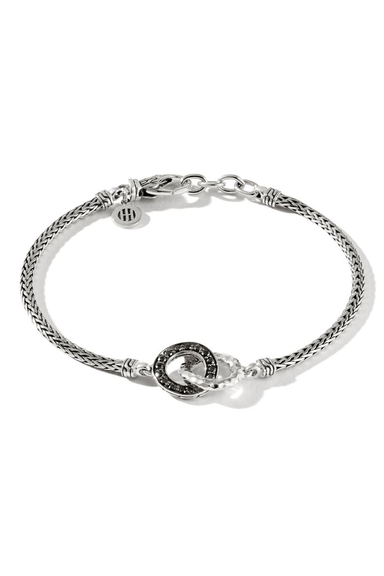 Classic Chain Hammered Loop Bracelet, Main, color, BLACK