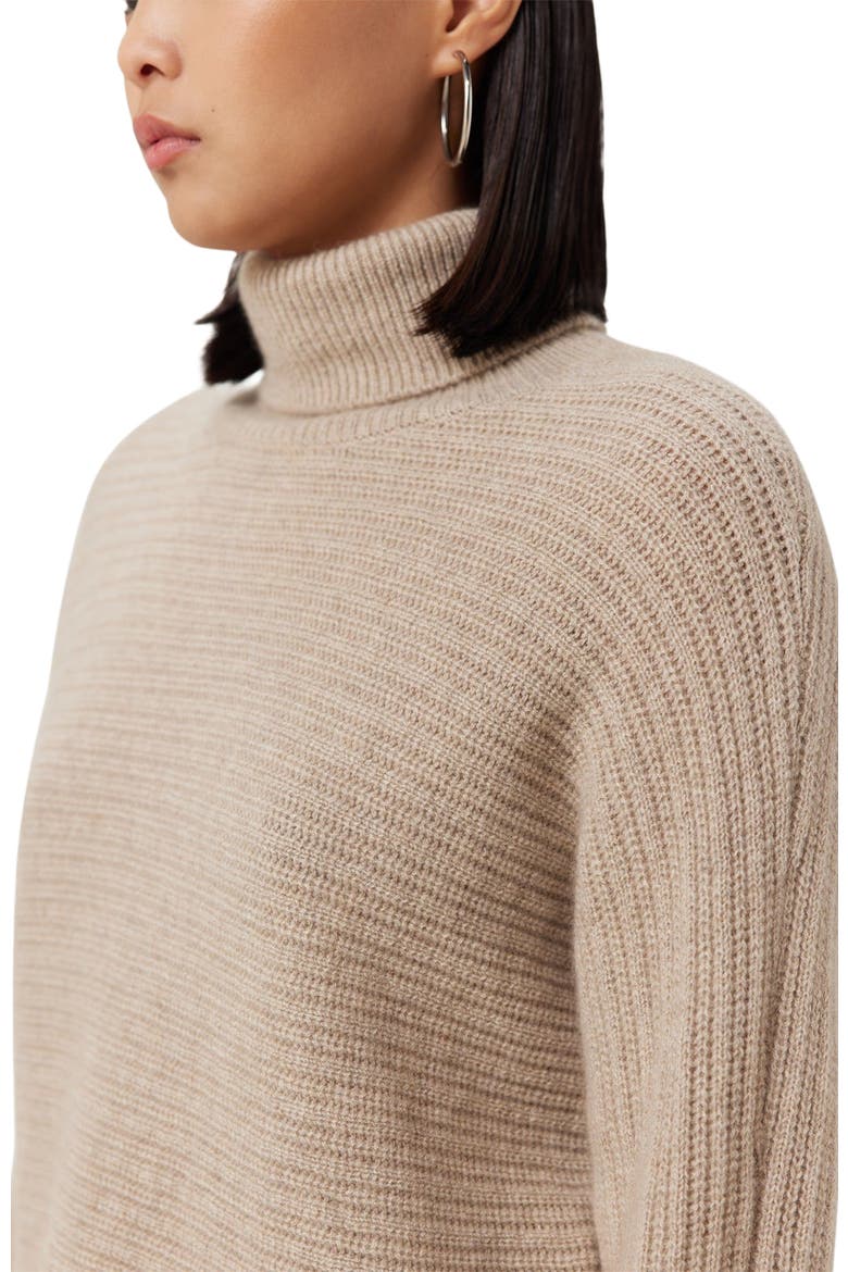 Cashmere Cropped T-Neck Sweater, Alternate, color, warm grey