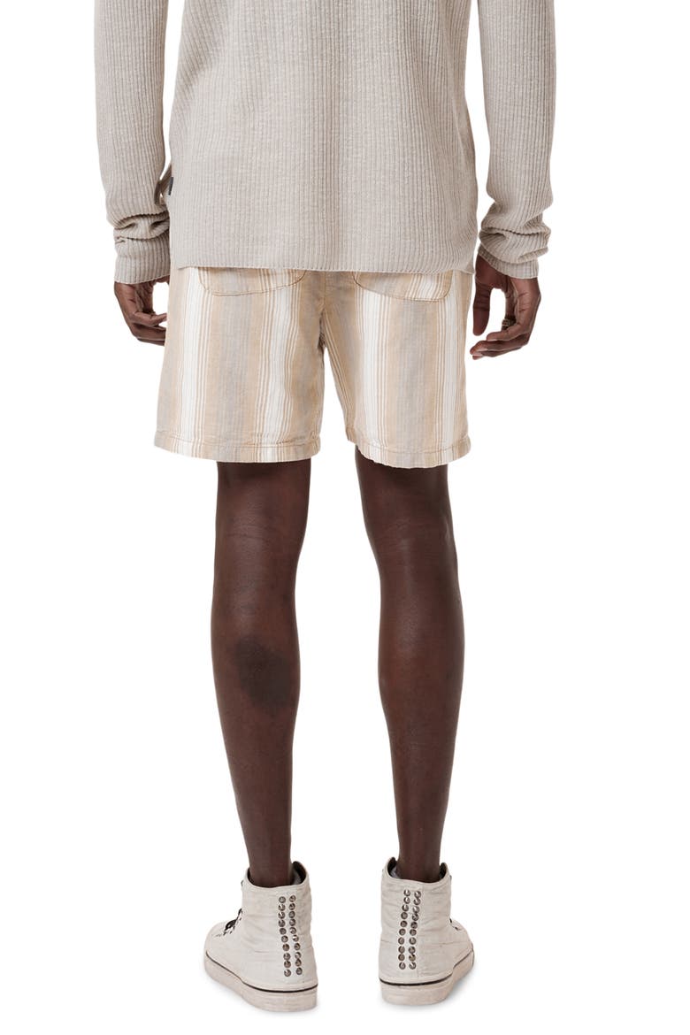 Stripe Cotton & Hemp Drawstring Shorts, Alternate, color, CHALK