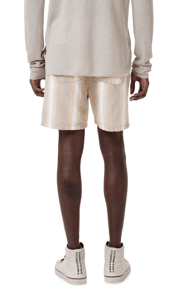 John Varvatos Stripe Cotton & Hemp Drawstring Shorts, Alternate, color, Chalk