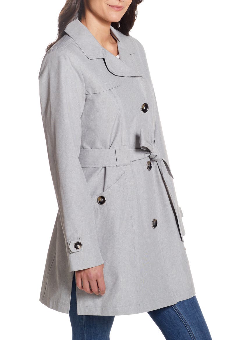 Belted Raincoat, Alternate, color, BLACK/WHITE