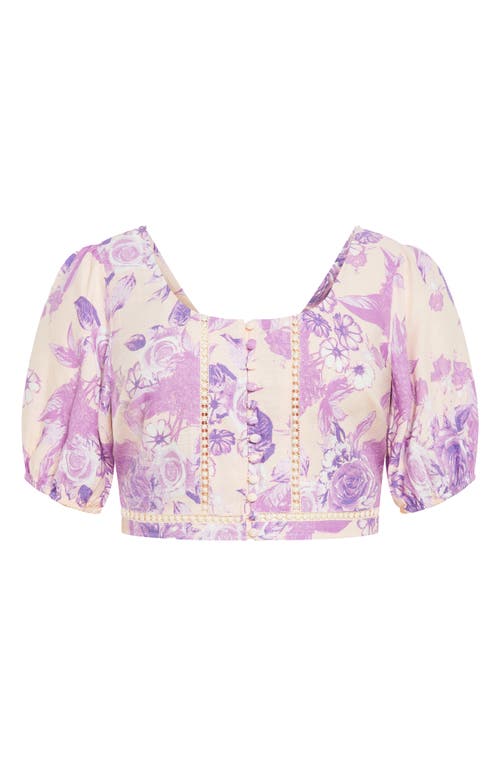 City Chic Isabella Floral Top In Purple