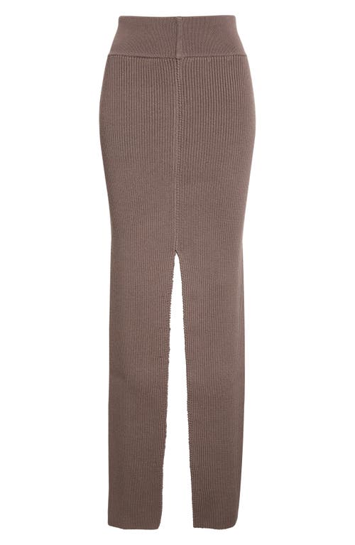Rick Owens Concordian Sliced Wool Knit Skirt In Brown