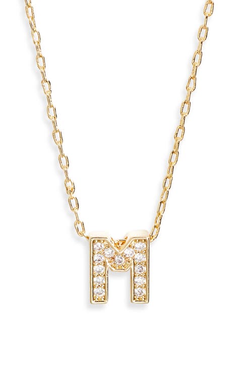 Pavé Cubic Zirconia Initial Necklace