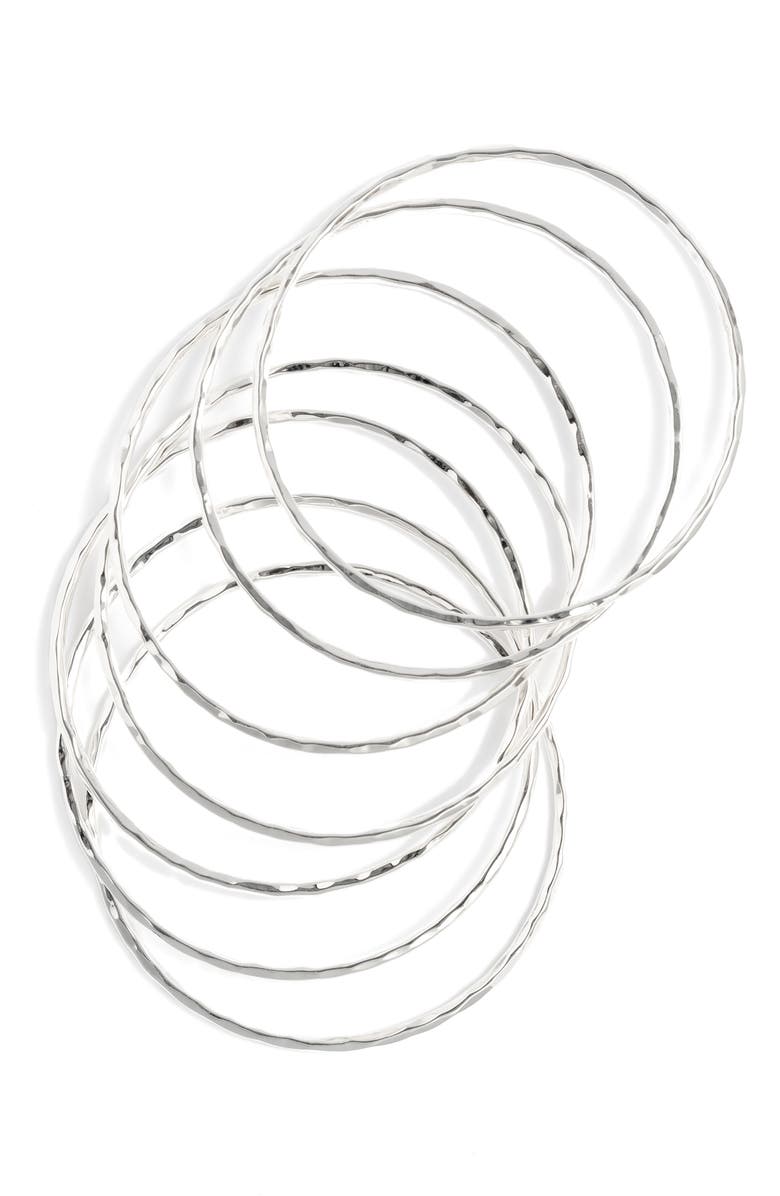 NEST Jewelry Set of 3 Hammered Silver Bangles, Main, color, 