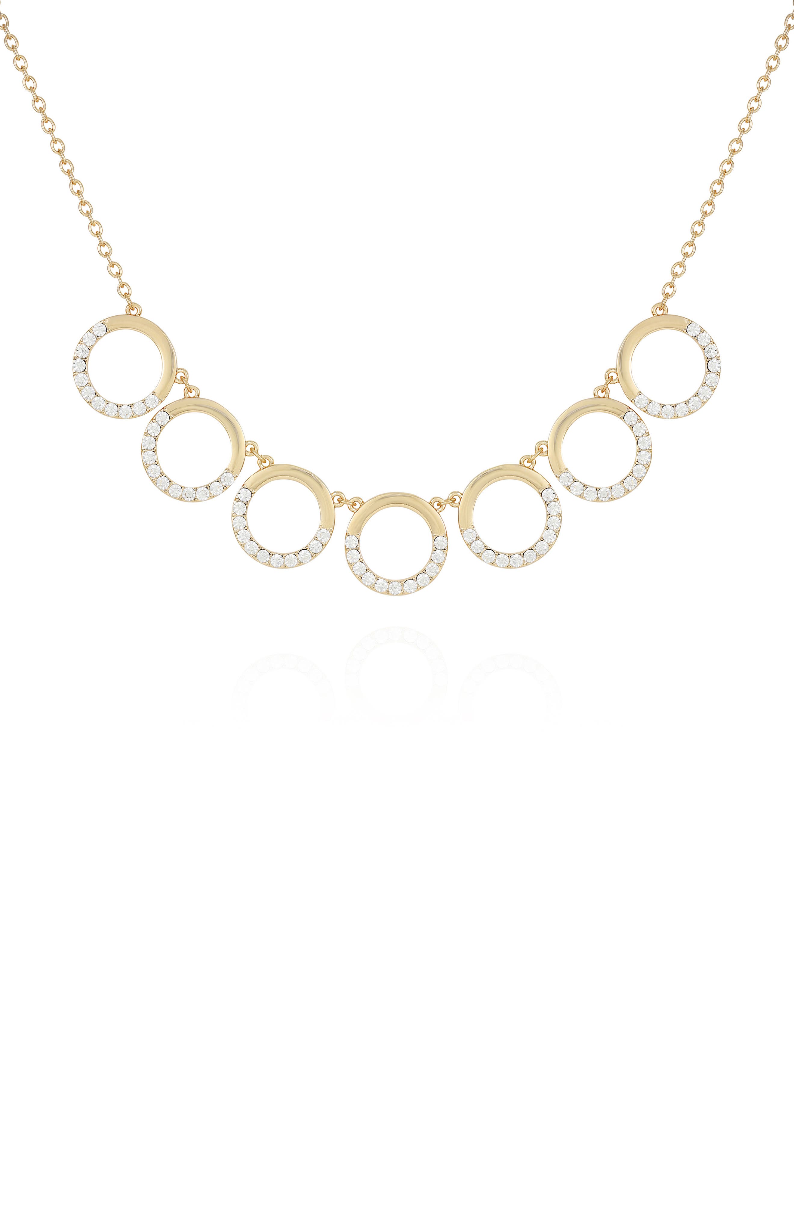 T Tahari Goldtone Seven Circle Pendant Necklace