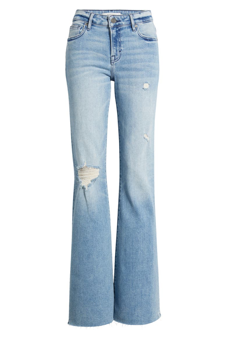 Ripped Mid Rise Flare Jeans, Alternate, color, LIGHT WASH
