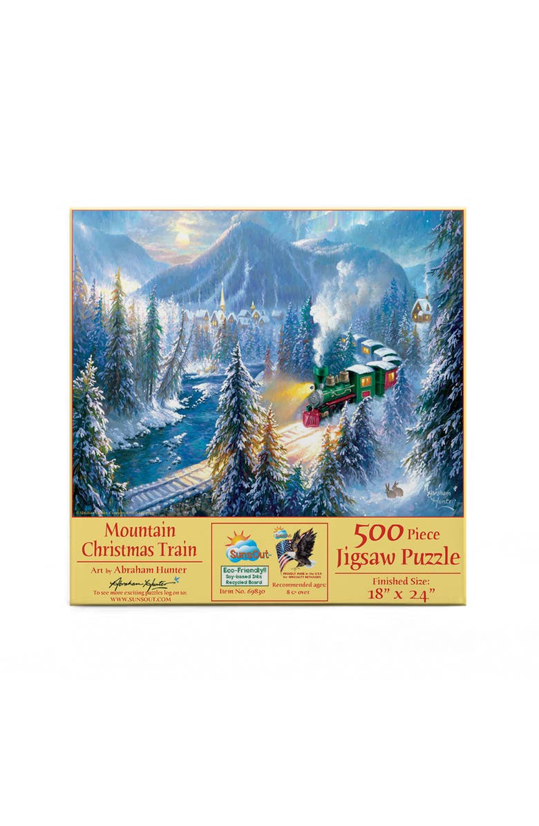 Sunsout Mountain Christmas Train 500 piece Jigsaw Puzzle for Adults, Alternate, color, Multicolor