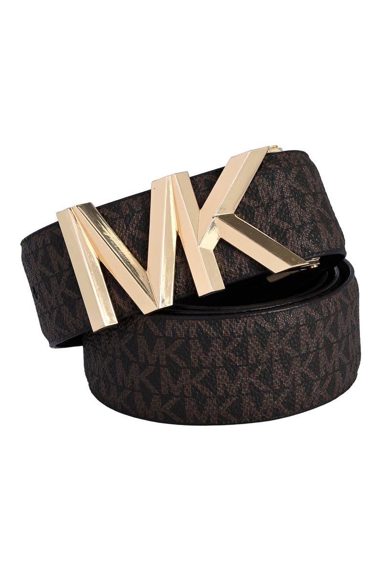 Monogram Reversible Leather Belt, Main, color, BROWN