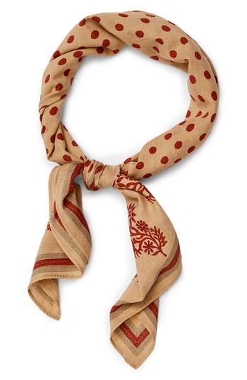 Saachi Floral & Dot Print Bandana In Brown
