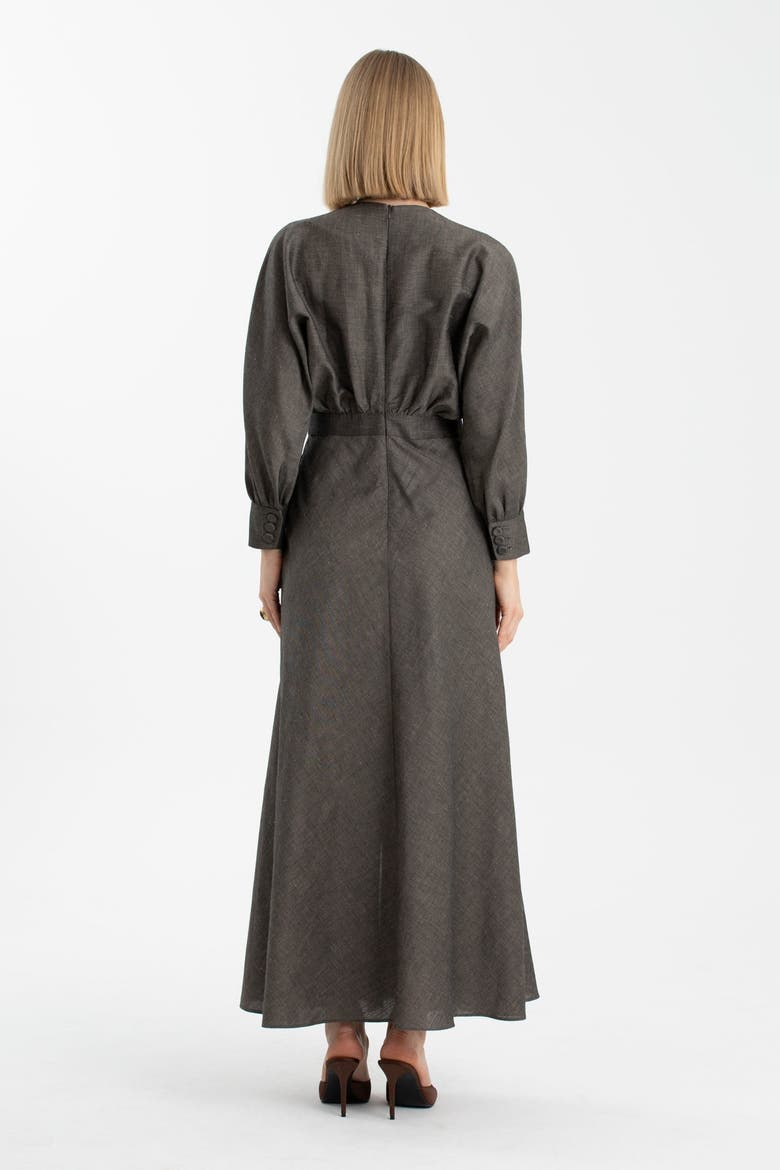 Grey Long-Sleeve Ankle-Length Dress, Alternate, color, Grey