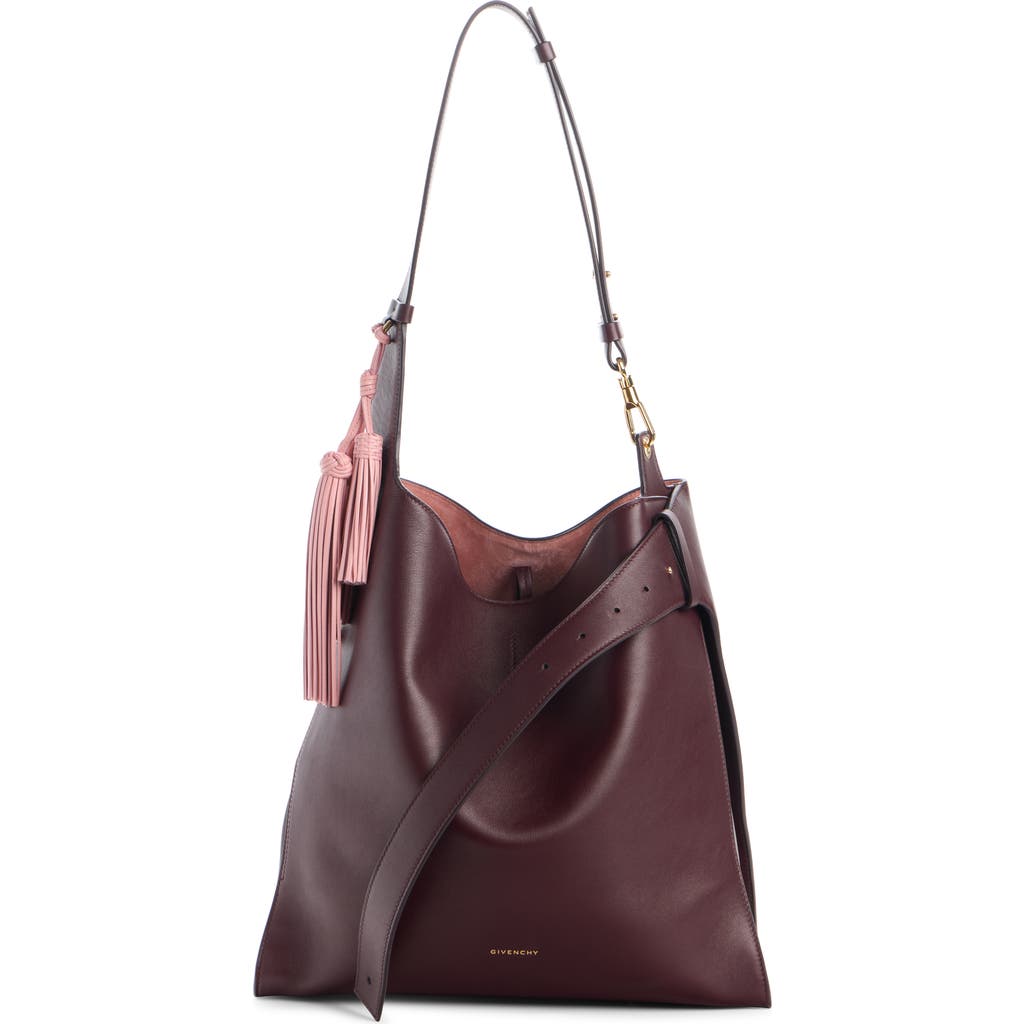 Givenchy Medium Belted Hobo Bag In Leather In Burgundy
