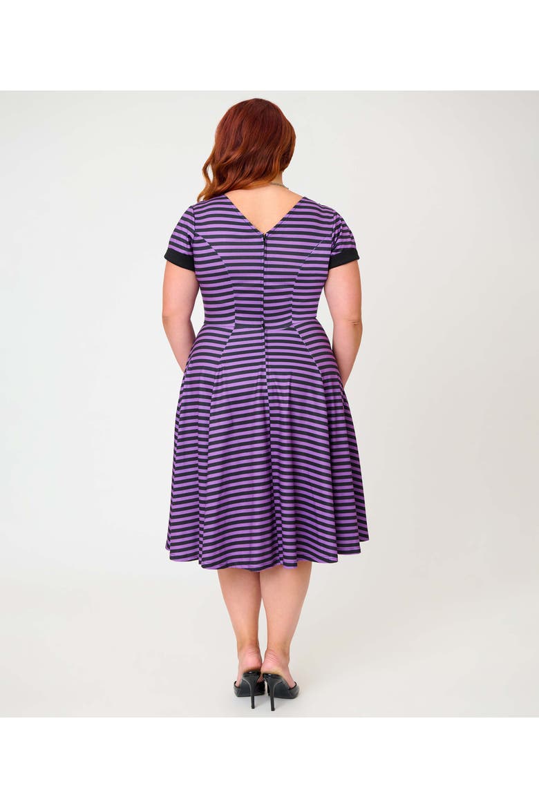 Plus Size Natalie Swing Dress, Alternate, color, Purple & Black Stripe