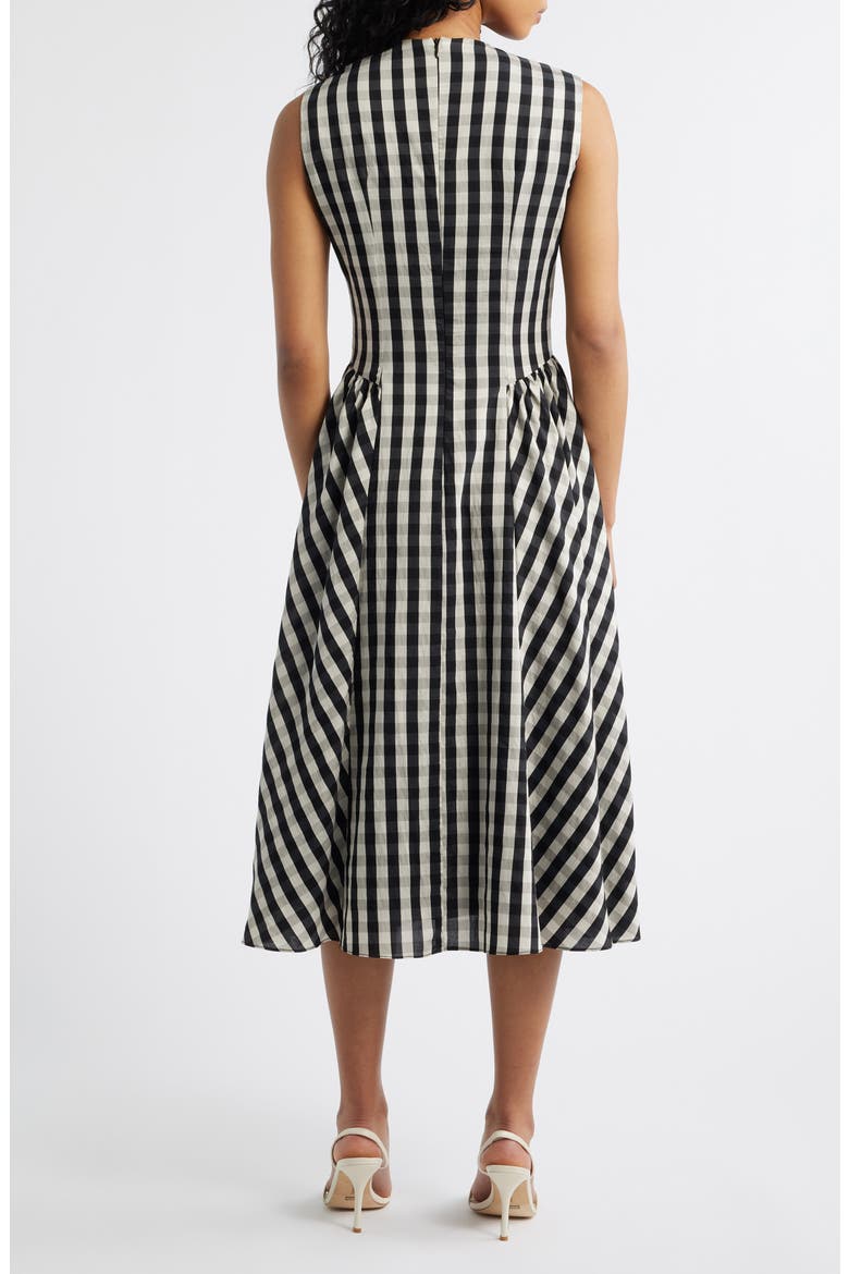 Vivian Gingham Midi Dress, Alternate, color, BLACK