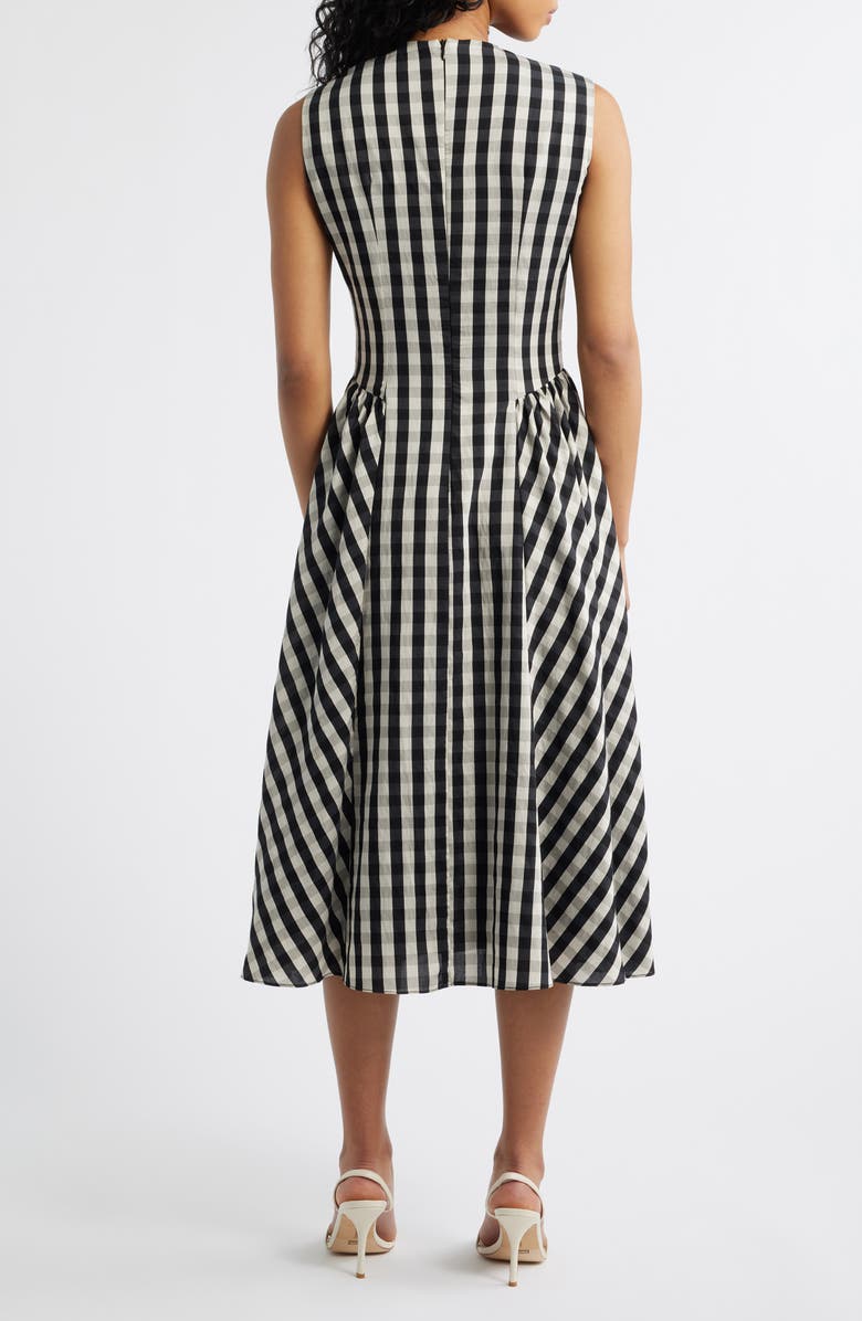 Lucy Paris Vivian Gingham Midi Dress, Alternate, color, Black