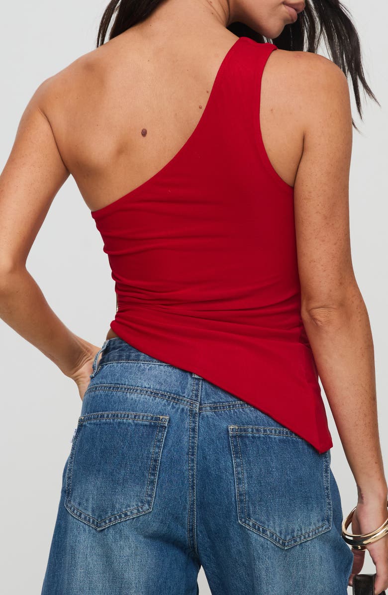 Princess Polly Machiatto One-Shoulder Asymmetric Jersey Top, Alternate, color, Red