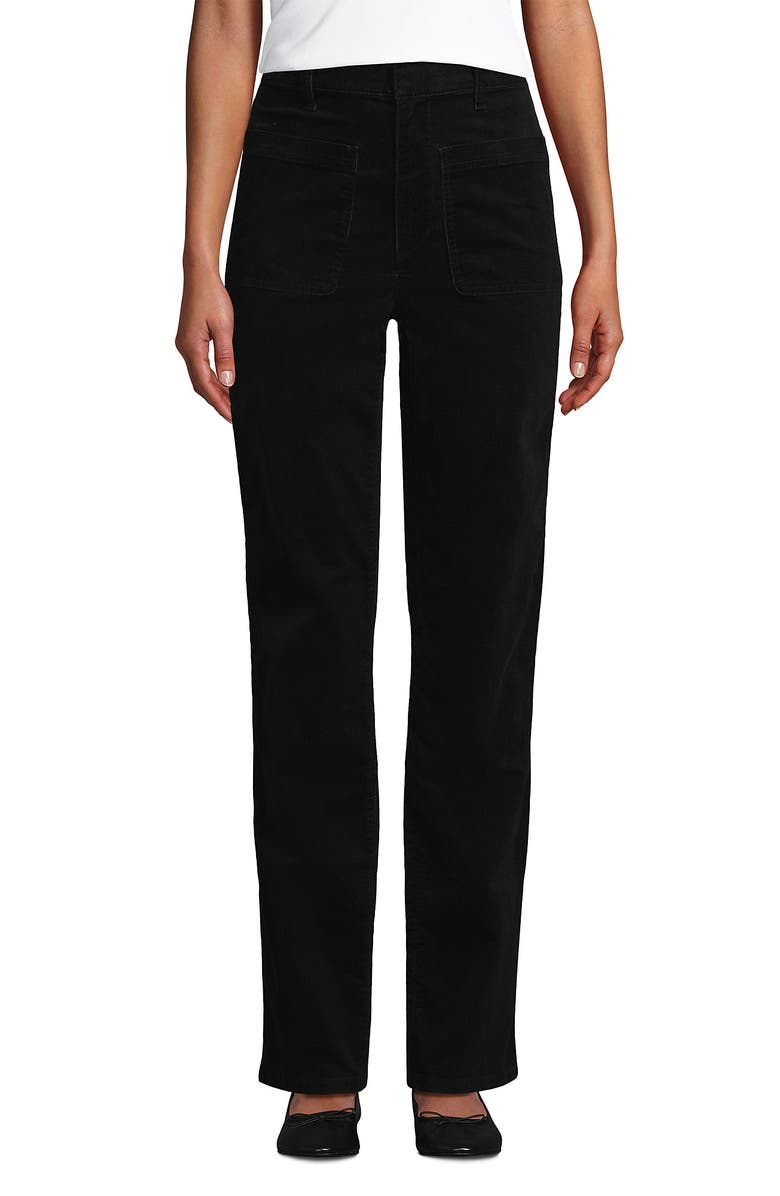 Lands' End Corduroy High Rise Rail Straight Leg Pants, Alternate, color, Black