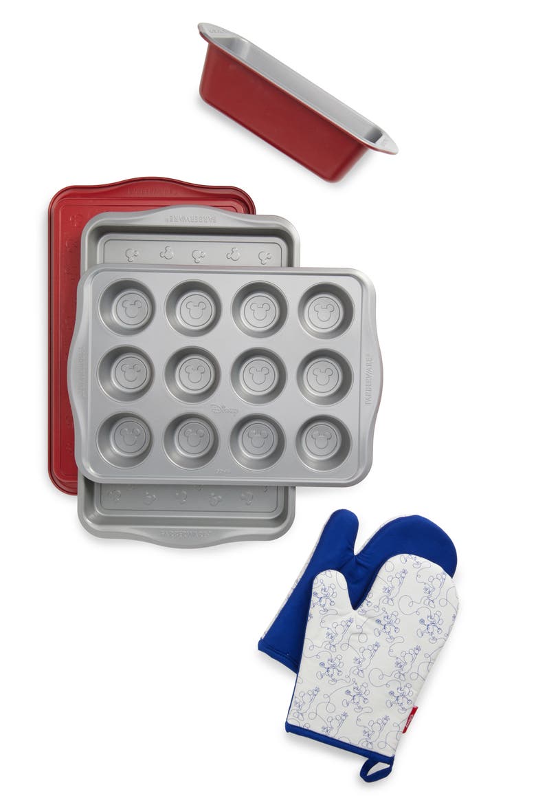 Six Piece Mickey Mouse Bakeware Set, Main, color, RED