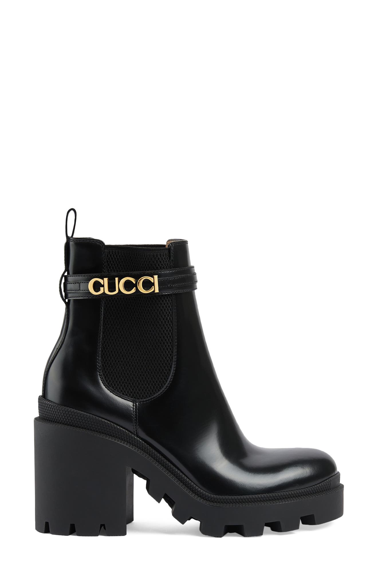Gucci Trip Logo Strap Chelsea Boot, Alternate, color, 