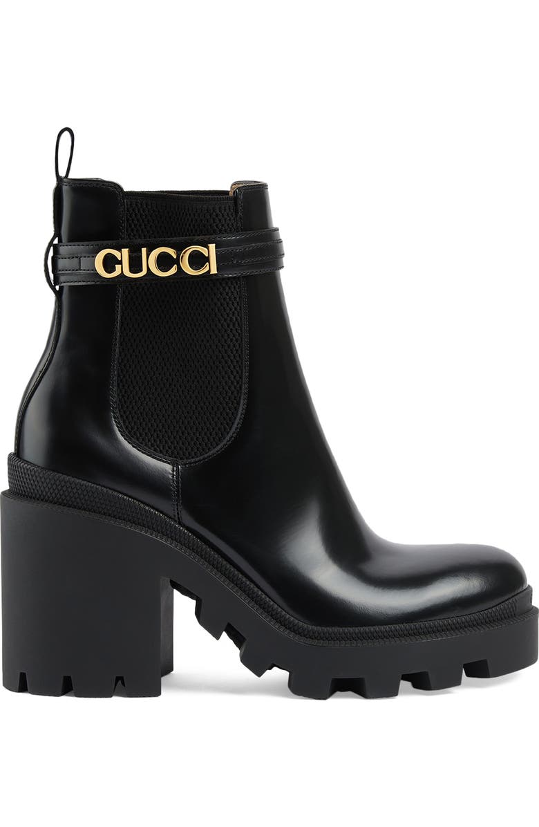 Gucci Trip Logo Strap Chelsea Boot, Alternate, color,