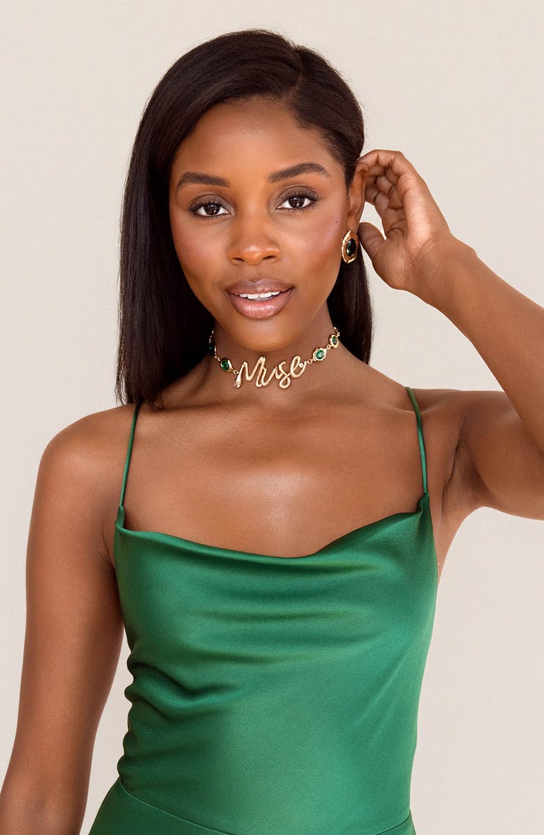 Ettika Muse Choker Necklace, Alternate, color, Green