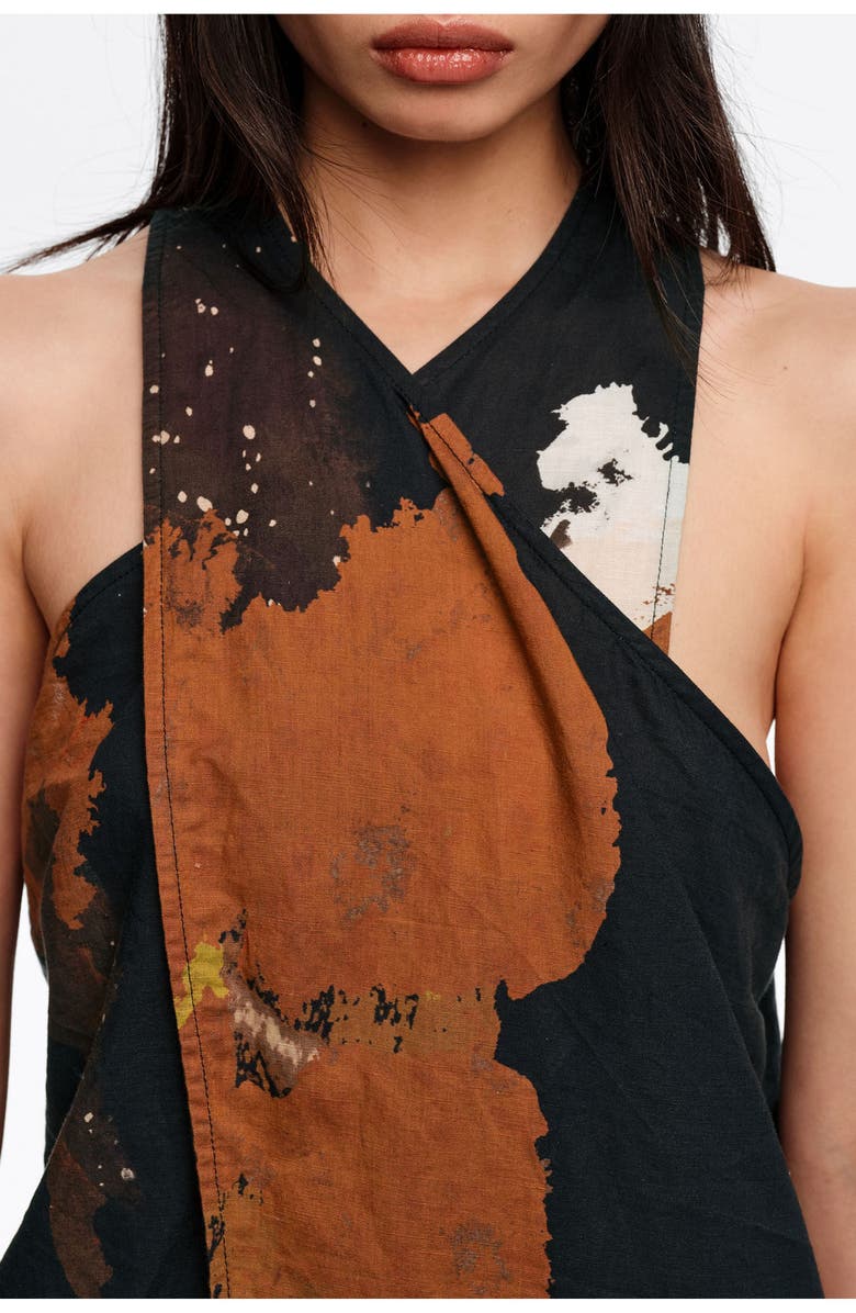 Bimba y Lola Blot Cotton Wrap Top, Alternate, color, Blot Xl Black