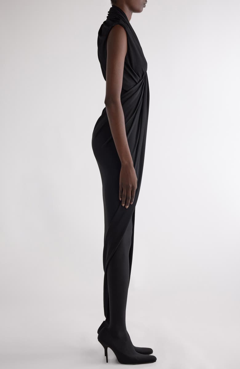 Balenciaga Draped Asymmetric Crepe Jersey Dress, Alternate, color, 
